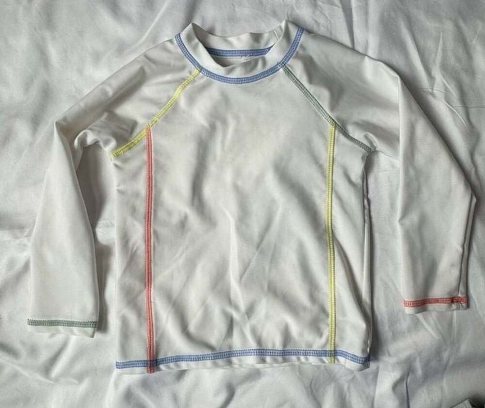 Wonder Nation Long Sleeve Rashguard Size 2T White Multicolor Stitching